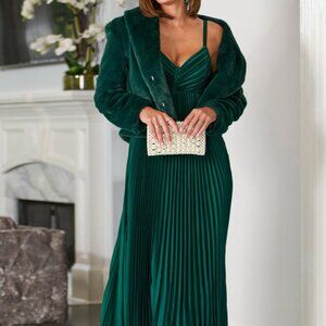 Liquid Shine pleated Maxi Dress